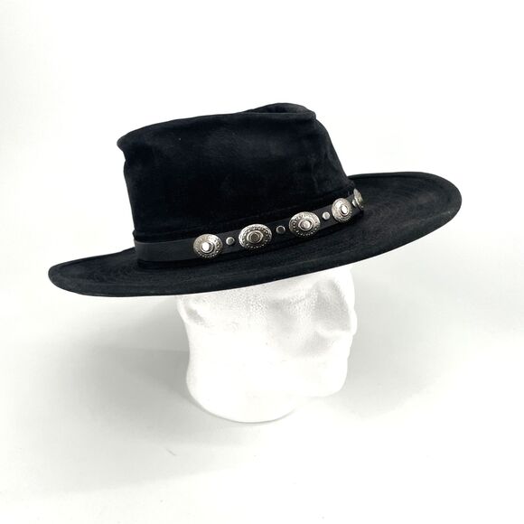 Hatquarters Henschel Black Suede Cowboy Hat XL Silver Concho